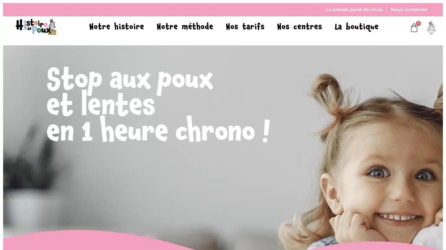 Capture de la page d’accueil de Histoire de poux