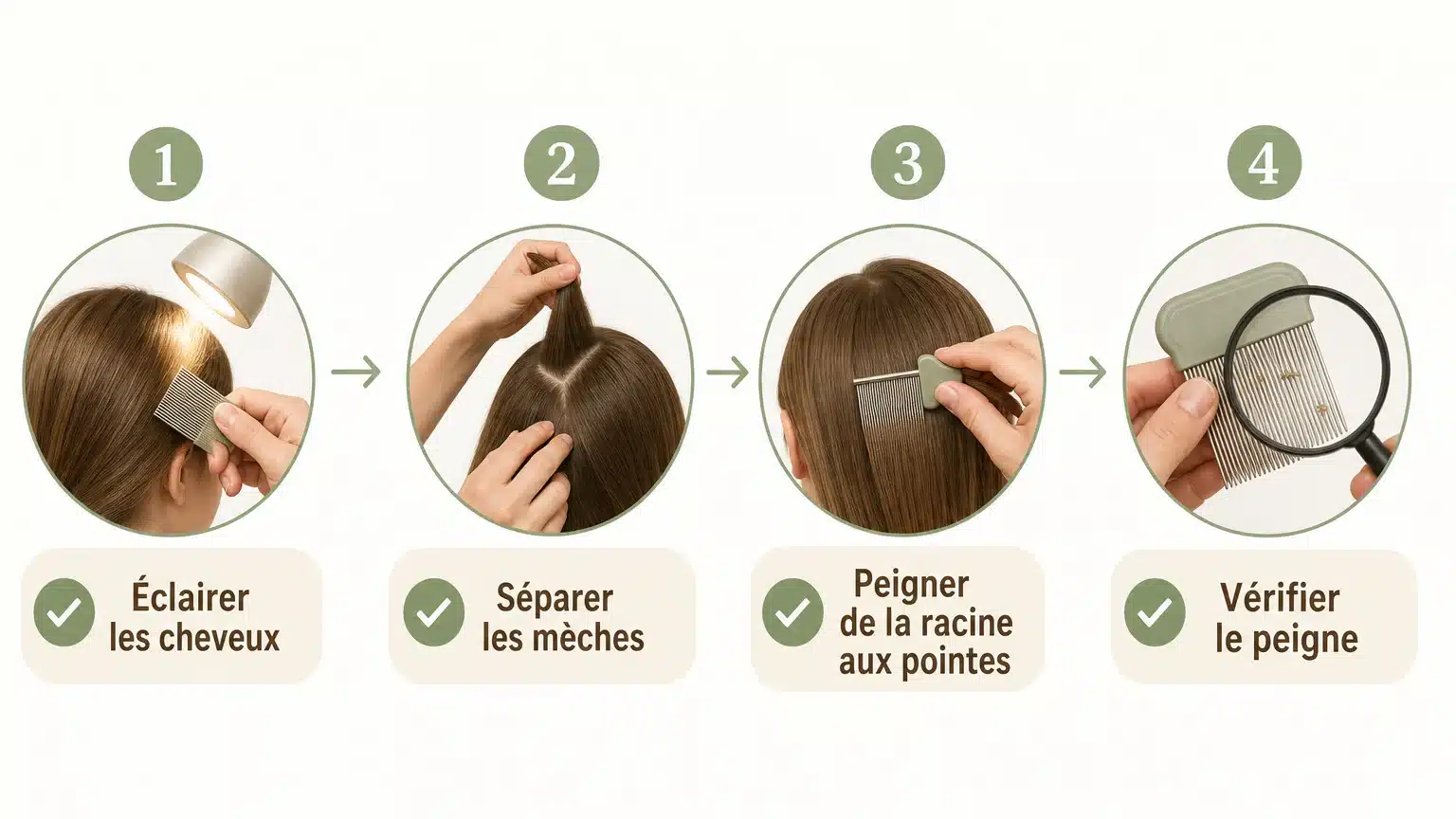 Checklist illustrée pour vérifier et retirer les lentes