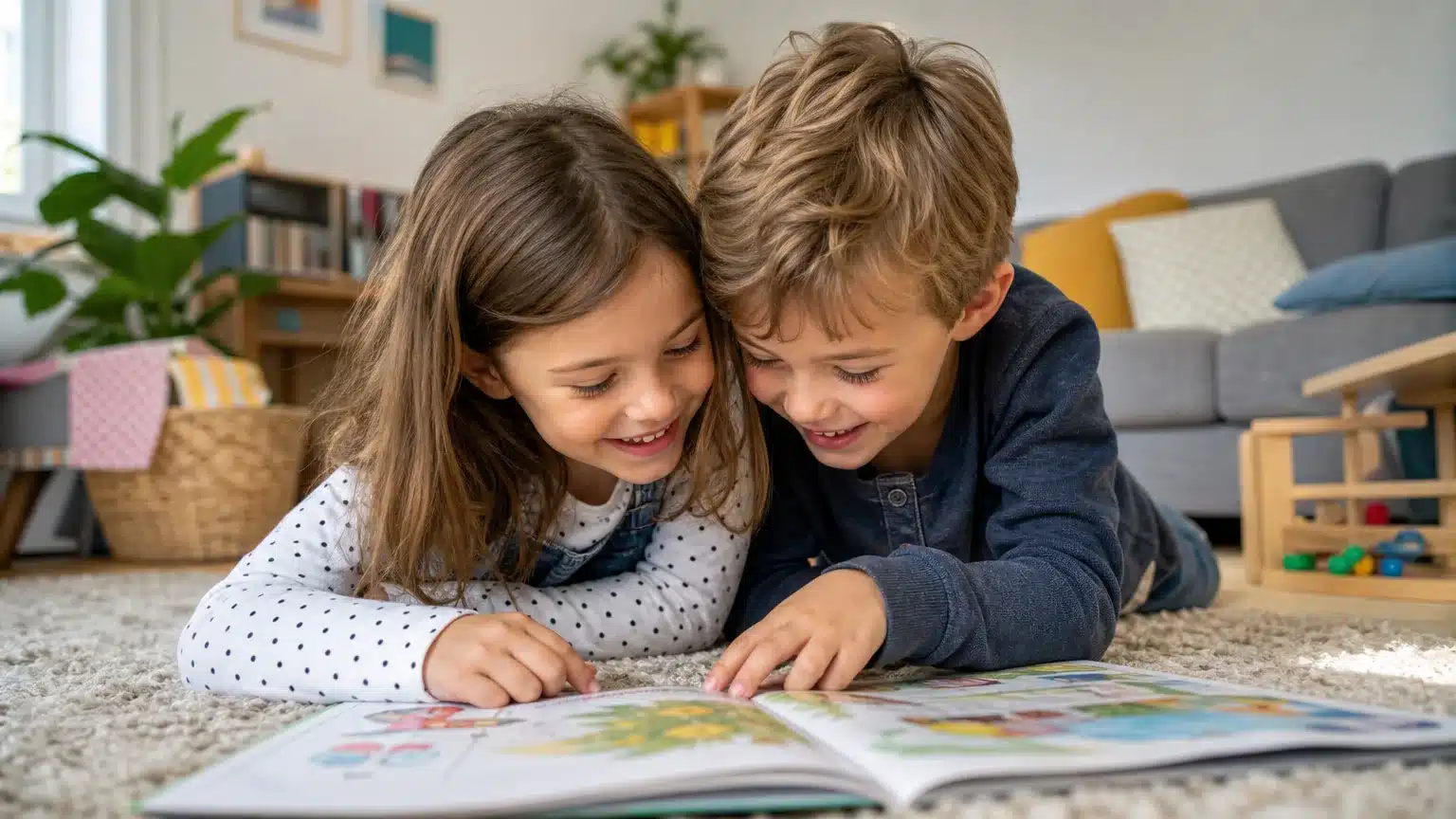 Deux enfants tête contre tête illustrant la transmission directe des poux