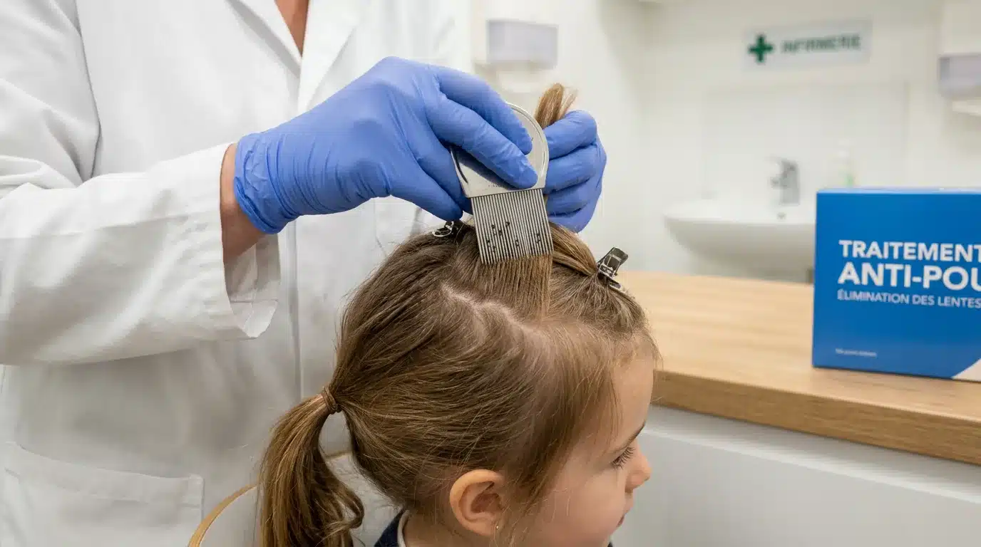 Gros plan sur le peignage des cheveux pour retirer les lentes