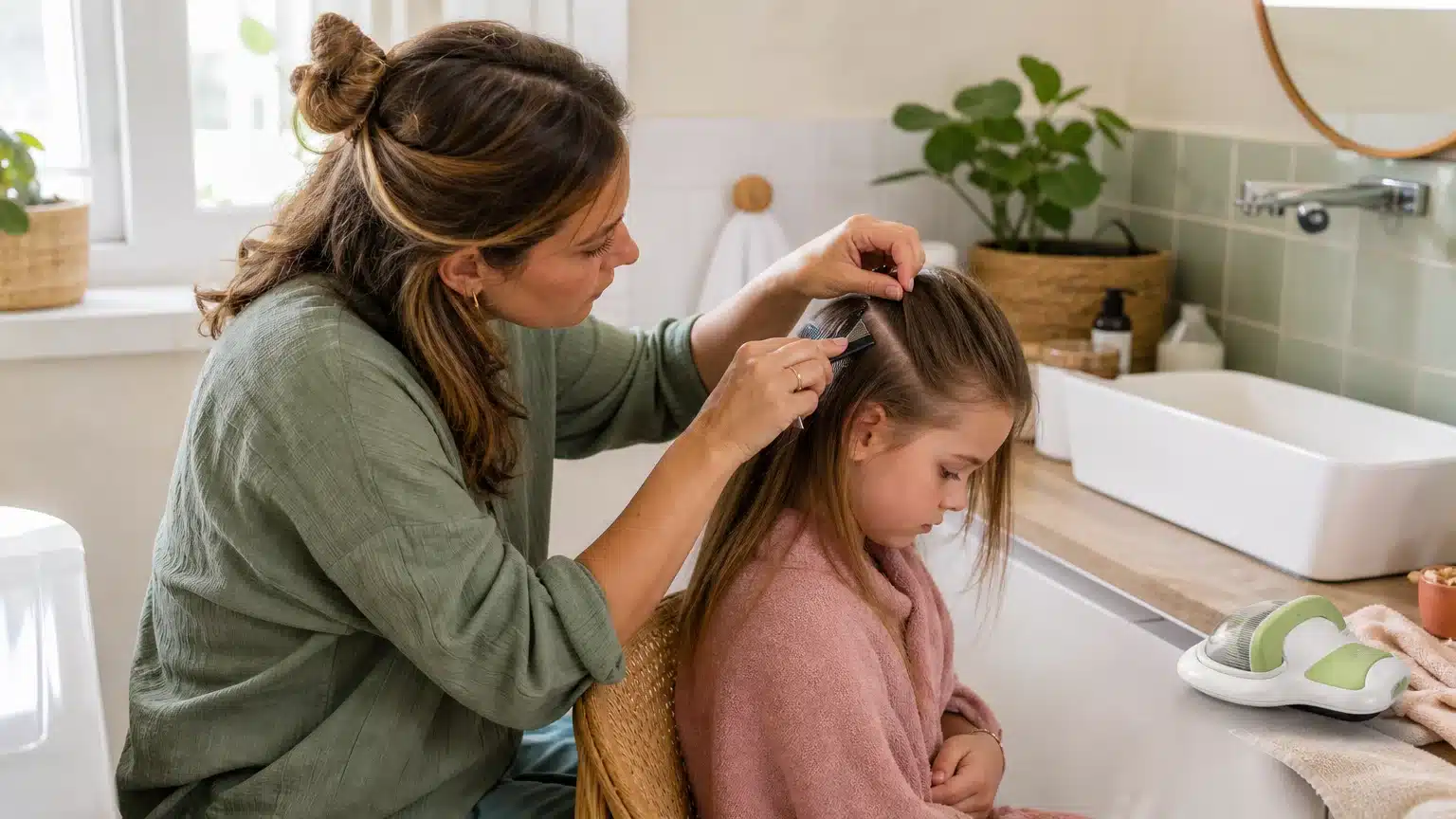 Peignage minutieux des cheveux après l’utilisation d’une machine à poux