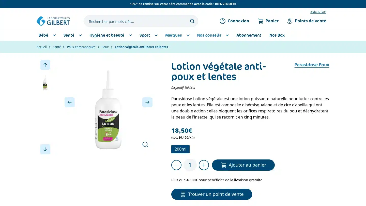 Lotion végétale anti-poux et lentes Parasidose
