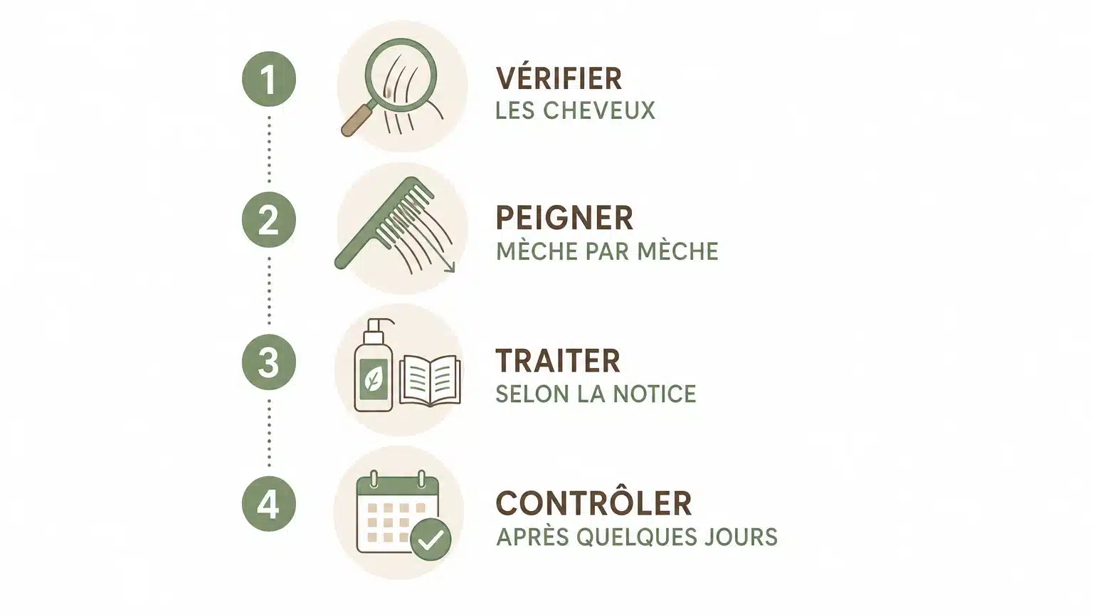 Checklist des étapes contre les poux et les lentes