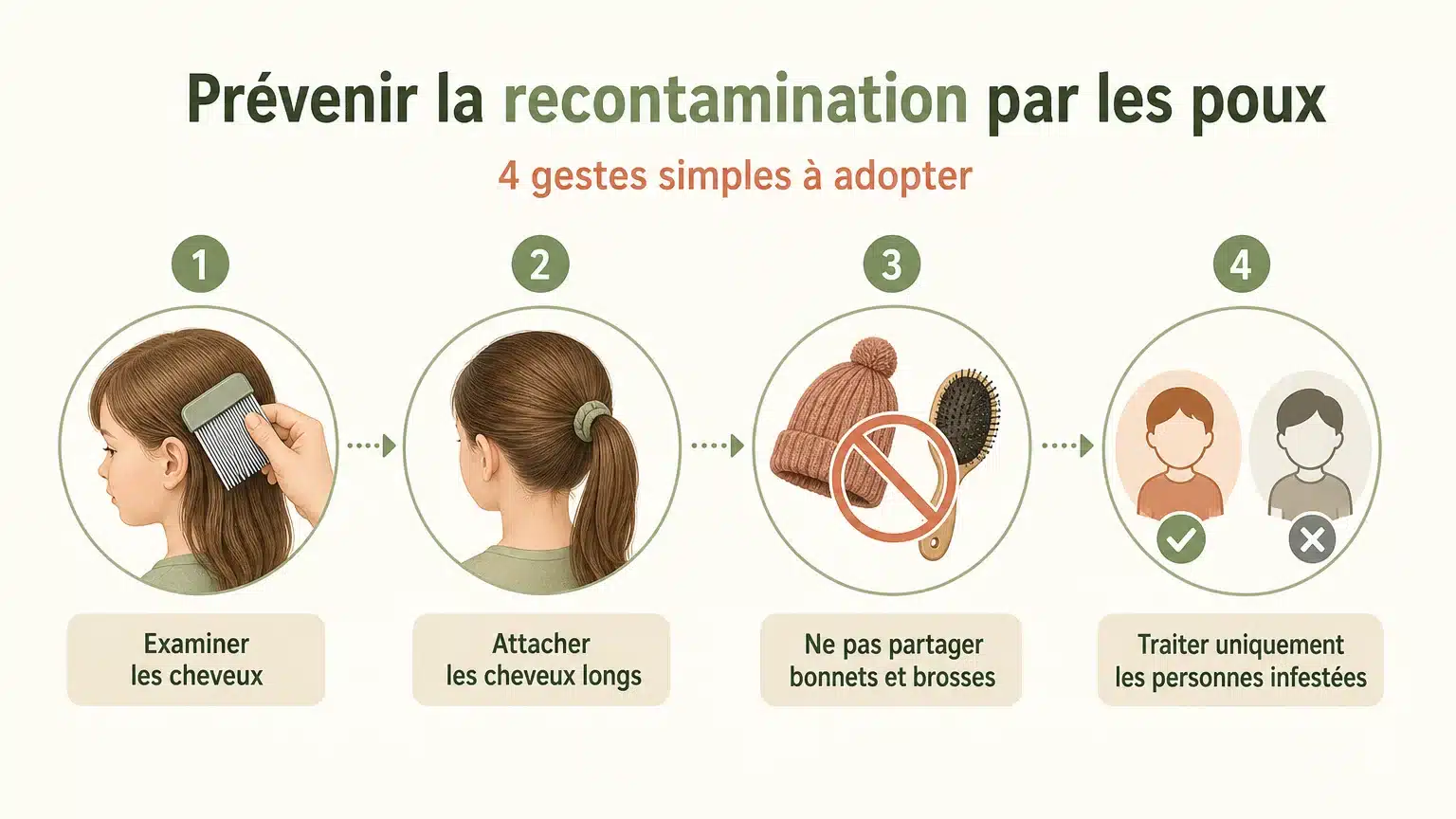 Checklist illustrée des gestes de prévention contre les poux