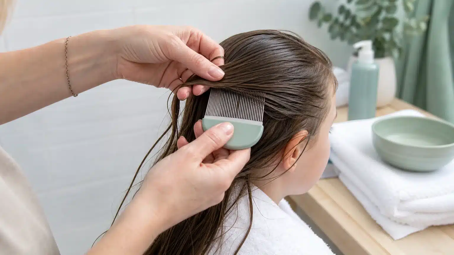 Peignage humide mèche par mèche pour retirer les lentes